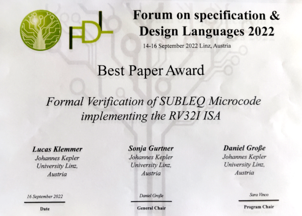 Best paper award certificate